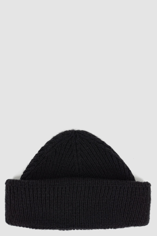 XCONCEPT Black Thick Wool Beanie - Men's FW23 Collection, Folded Seams, Recycled Wool, Wool Beanie Pat Hat