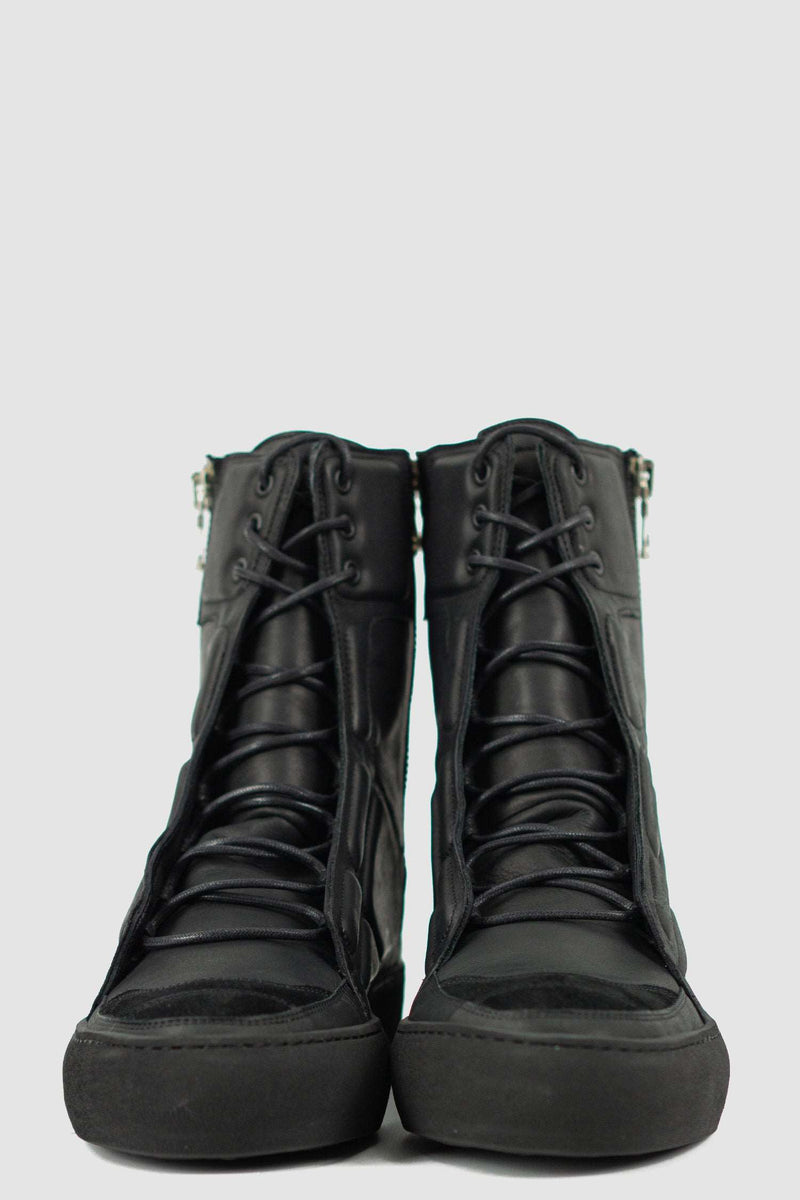Front view of Ivar High Top Laced Sneaker with double zipper, THE LAST CONSPIRACY
