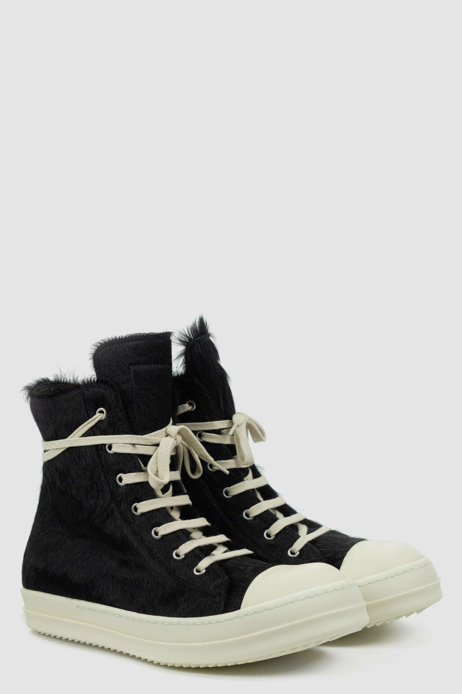 Leather Sneakers Rick Owens Ramones Black Rick Owens Fur Leather
