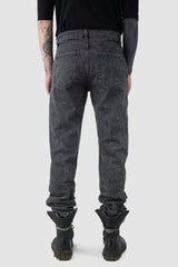 La Haine Inside us - back view of grey Acid Washed Slim Fit Stacked Jeans