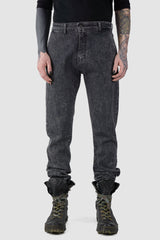 La Haine Inside us - front view of grey Acid Washed Slim Fit Stacked Jeans