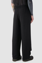 La Haine Inside us - back side view of Black Asymmetrical Draped Wide-Leg Wrap Trousers