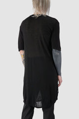 La Haine Inside us - back side view of black Elongated Viscose Linen T-Shirt