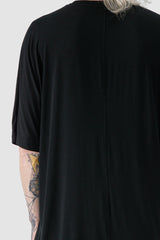 La Haine Inside us - back detail view of black Front Slit Relaxed Bamboo Jersey T-Shirt