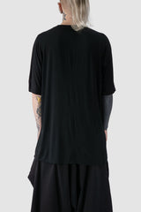 La Haine Inside us - back view of black Front Slit Relaxed Bamboo Jersey T-Shirt