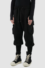 La Haine Inside Us - side view of black men's heavy cotton baggy cargo sweatpants.