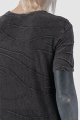 La Haine Inside us - back detail view of Grey Irregular Object-Dyed Viscose Short-Sleeve T-Shirt