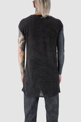 La Haine Inside us - back view of grey Irregular Object-Dyed Viscose Tank Top