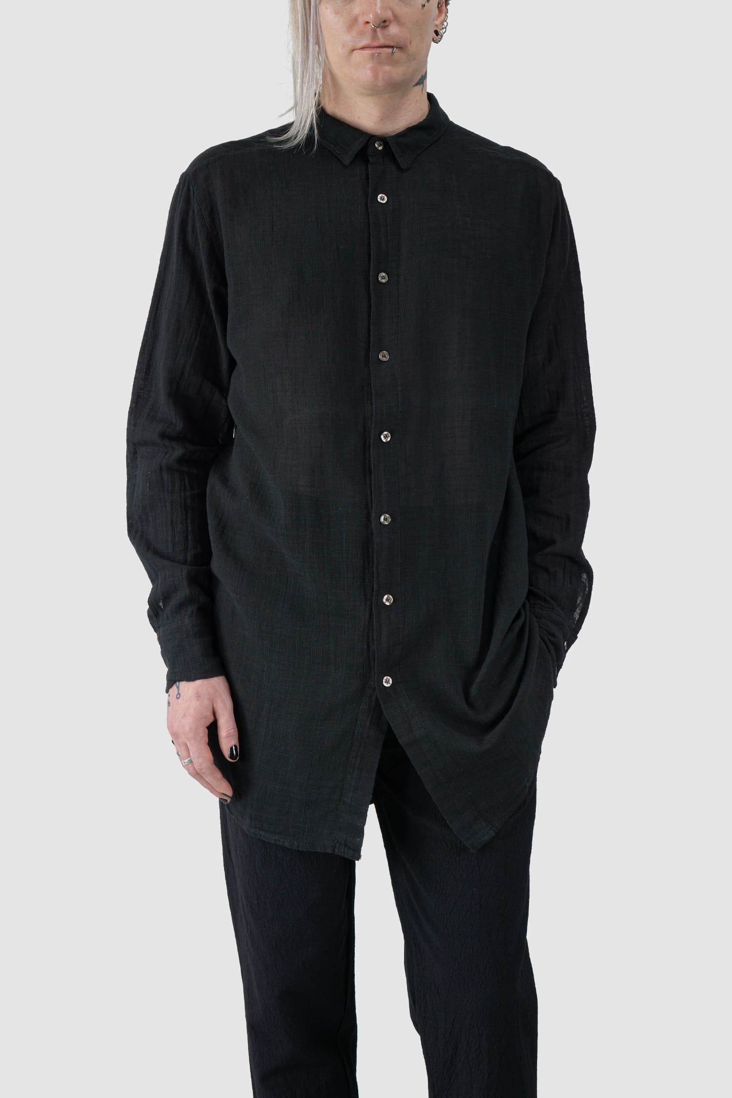 Long Lightweight Cotton Gauze Long Sleeve Shirt