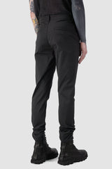 La Haine Inside us - back side view of black Regular Slim Fit Cotton Poplin Trousers