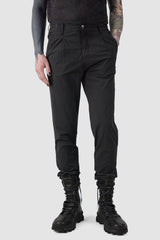 La Haine Inside us - relaxed fit view of black Regular Slim Fit Cotton Poplin Trousers