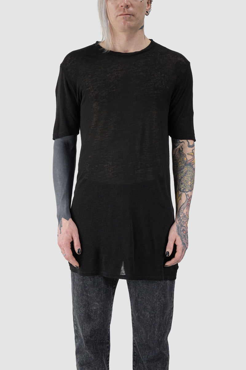 La Haine Inside us - front view of black Regular Viscose Linen T-Shirt