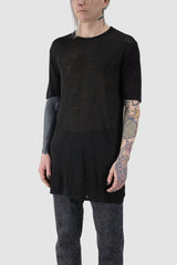 La Haine Inside us - front side view of black Regular Viscose Linen T-Shirt