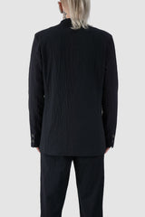 La Haine Inside us - back view of Black Stretch Cotton Jacquard Blazer Jacket