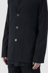 La Haine Inside us - button detail view of Black Stretch Cotton Jacquard Blazer Jacket