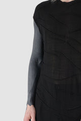 La Haine Inside us - front detail view of black Structured Viscose Tank Top