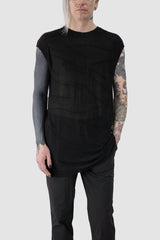 La Haine Inside us - relaxed fit view of black Structured Viscose Tank Top