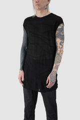 La Haine Inside us - front side view of black Structured Viscose Tank Top