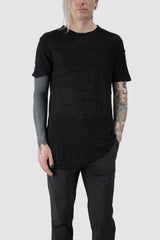 La Haine Inside us - relaxed fit view of black Textured Viscose Short-Sleeve T-Shirt