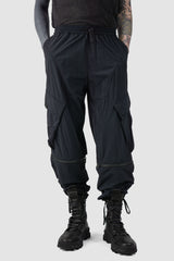 La Haine Inside us - relaxed fit view of Black Utility Transform Cargo Pocket Trousers