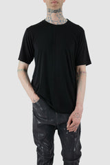 La Haine Inside Us - Front legere view of black men's breathable bamboo T-shirt with front seam, straight cut, FW24 collection.