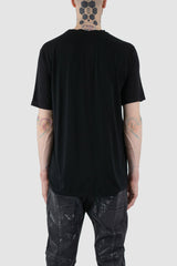 La Haine Inside Us - back view of black men's breathable bamboo T-shirt with front seam, straight cut, FW24 collection.