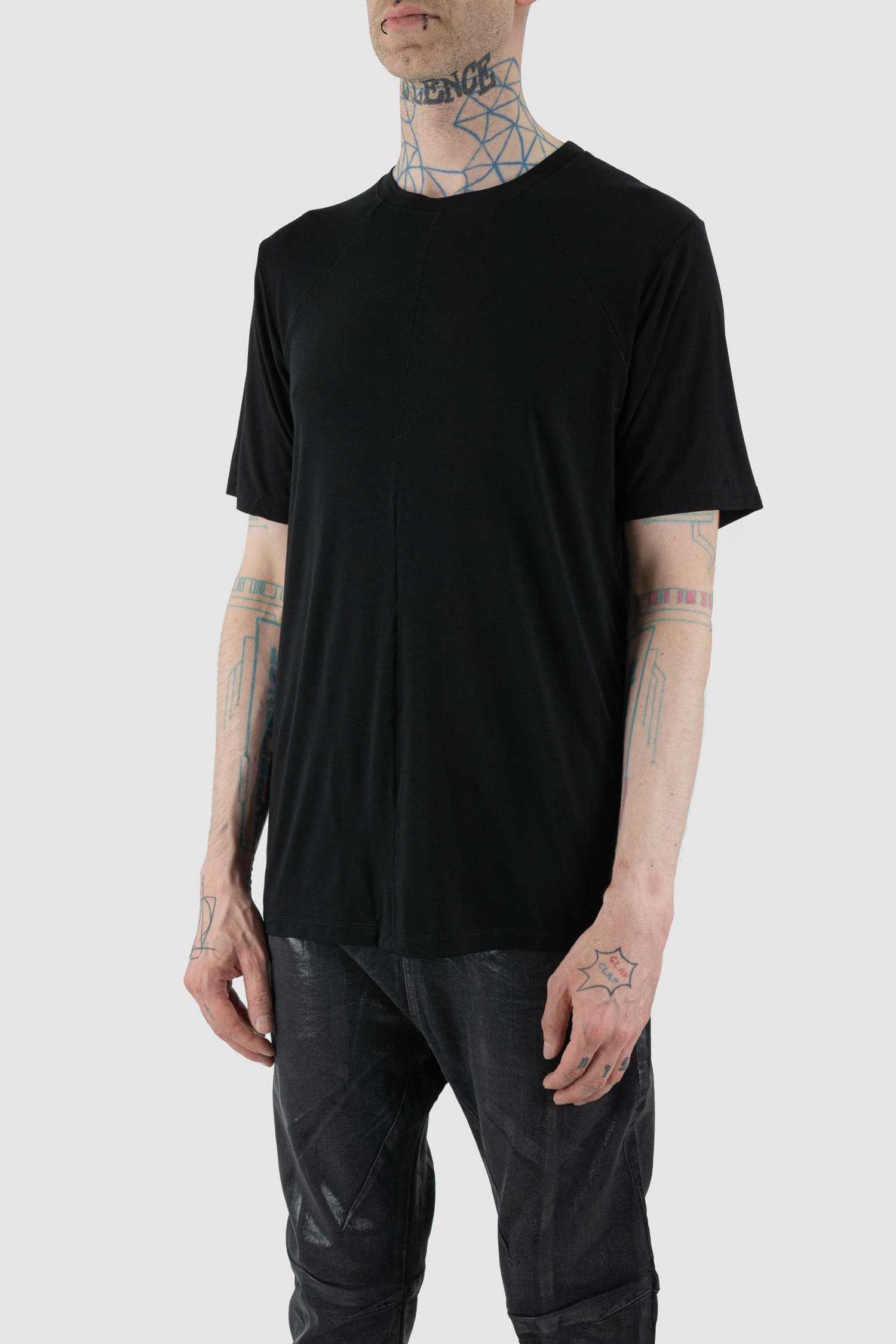 La Haine Inside Us - Front side view of black men's bamboo T-shirt with front seam.