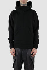 La Haine Inside Us - Front view of black men's sweater with removable hood, kangaroo pockets, FW24 collection