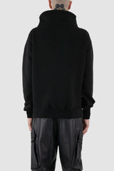 La Haine Inside Us - Back without hoodview of black men's sweater with removable hood, kangaroo pockets, FW24 collection