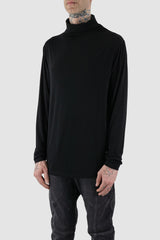 La Haine Inside Us - Front side view of black men's turtleneck bamboo long sleeve.