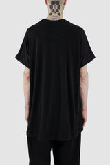 Leon Louis - back view of black Pryo Tencel tee with oversized fit, silky texture, men's Permanent Collection.