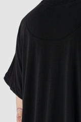 Leon Louis - detail view of black Pryo Tencel tee with oversized fit, silky texture, men's Permanent Collection.