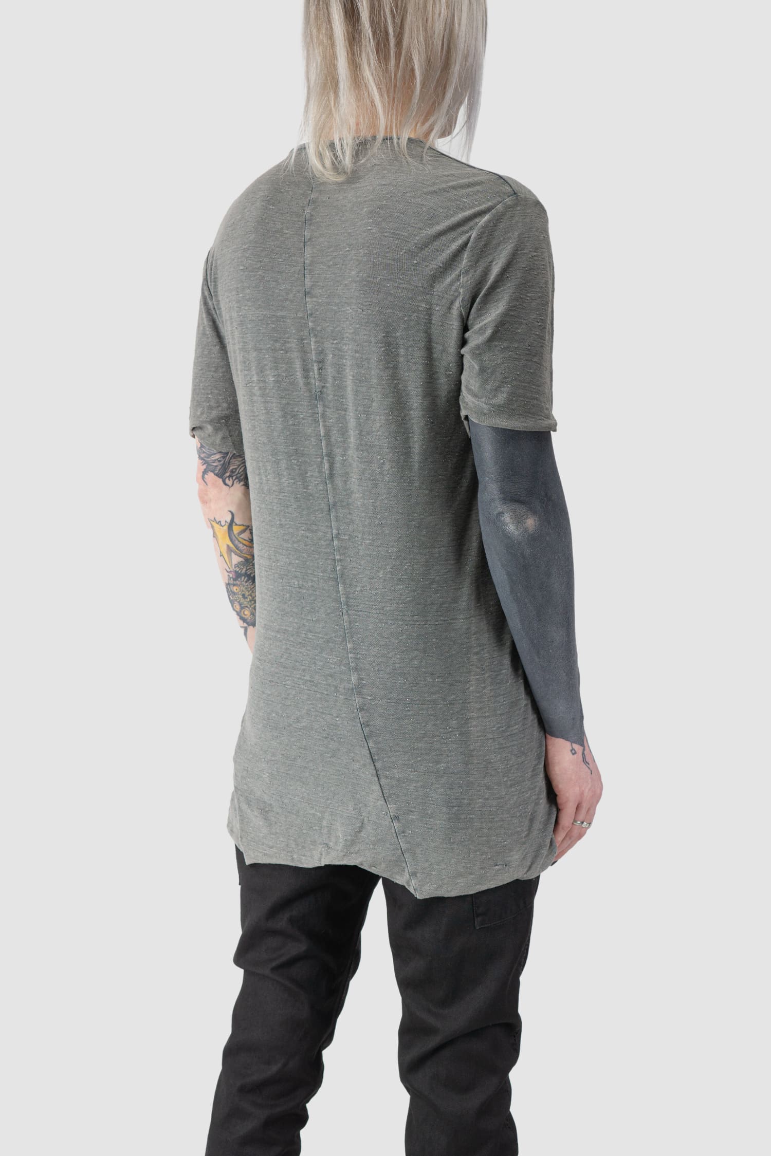 MD75 - back side view of grey Vintage Washed Short Sleeve Cotton T-Shirt
