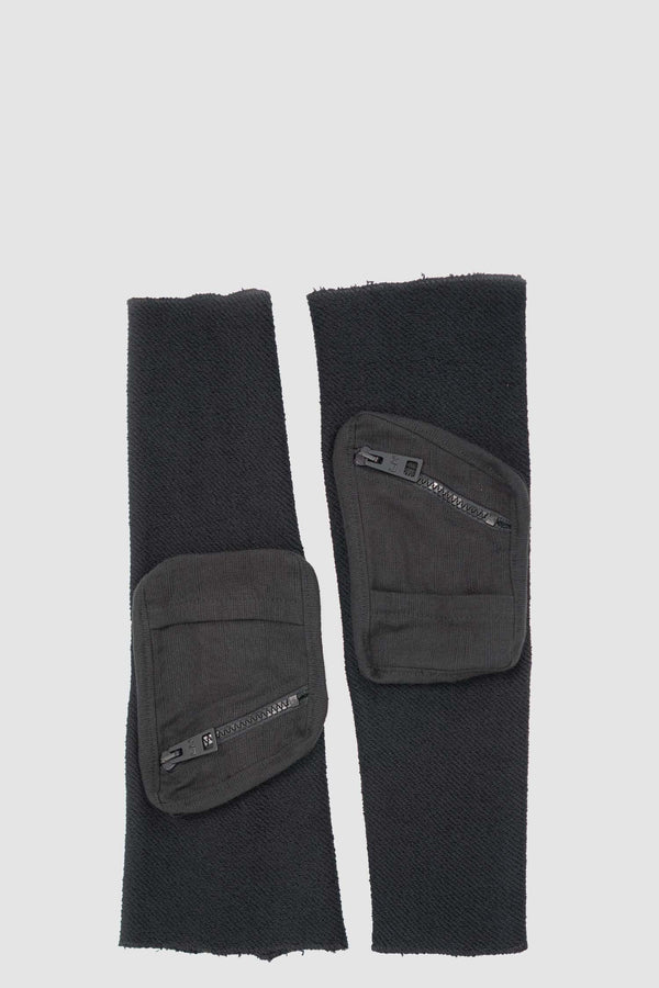 LA HAINE INSIDE US Black Cotton Diagonal Mittens - Men's FW23 Collection, Pocket Feature