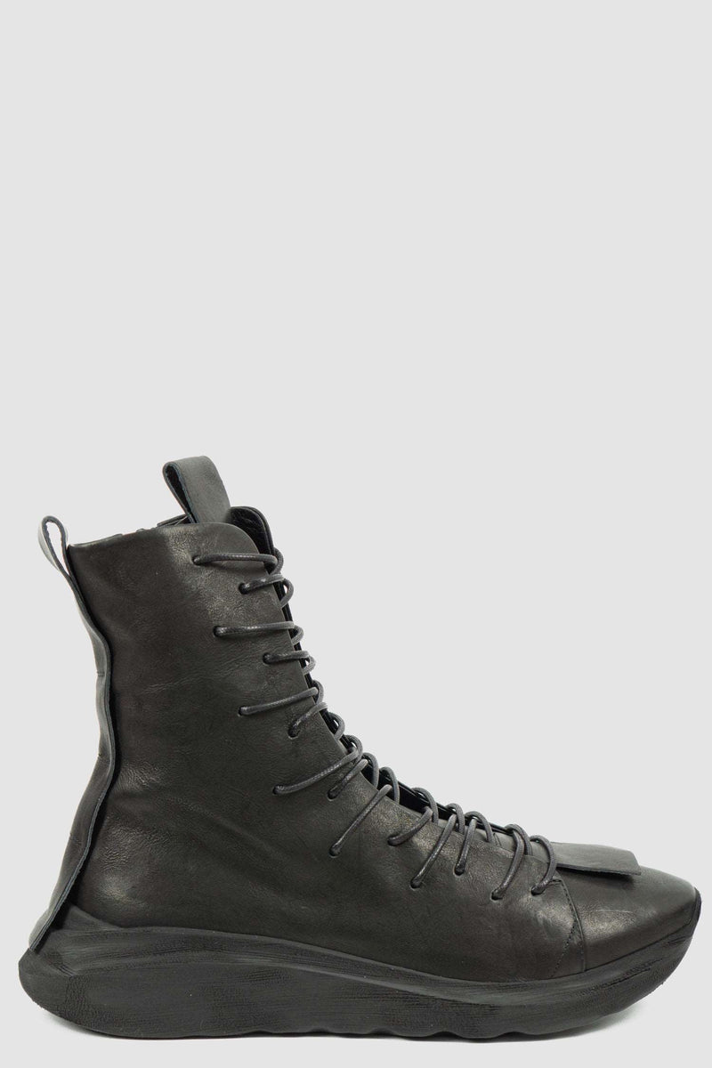 Right view of Multi Tasker High Top Sneaker with inside zipper and black lacing, PURO