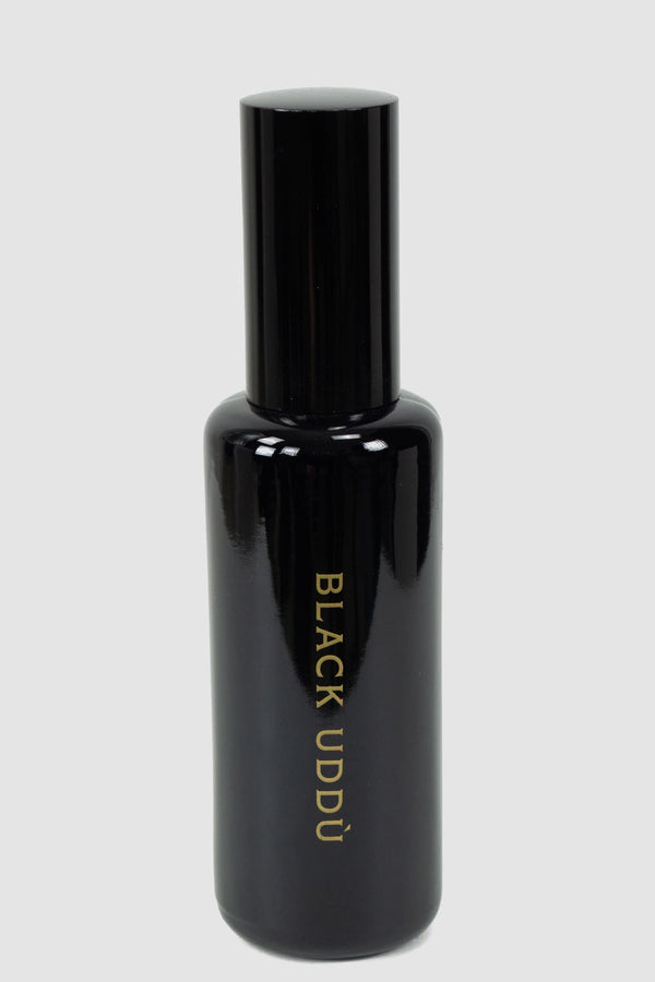 Mad et Len - front view of the Black Uddu eau de parfum in 50ml package.