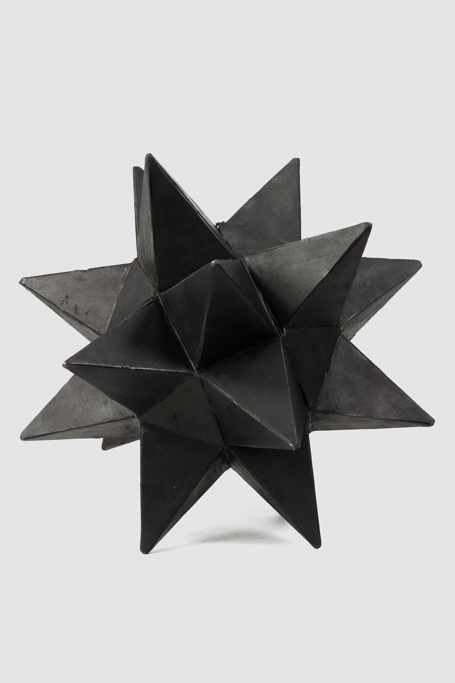 Mad et Len - side view of black Burned Metal Icosahedron Sculpture - 32cm