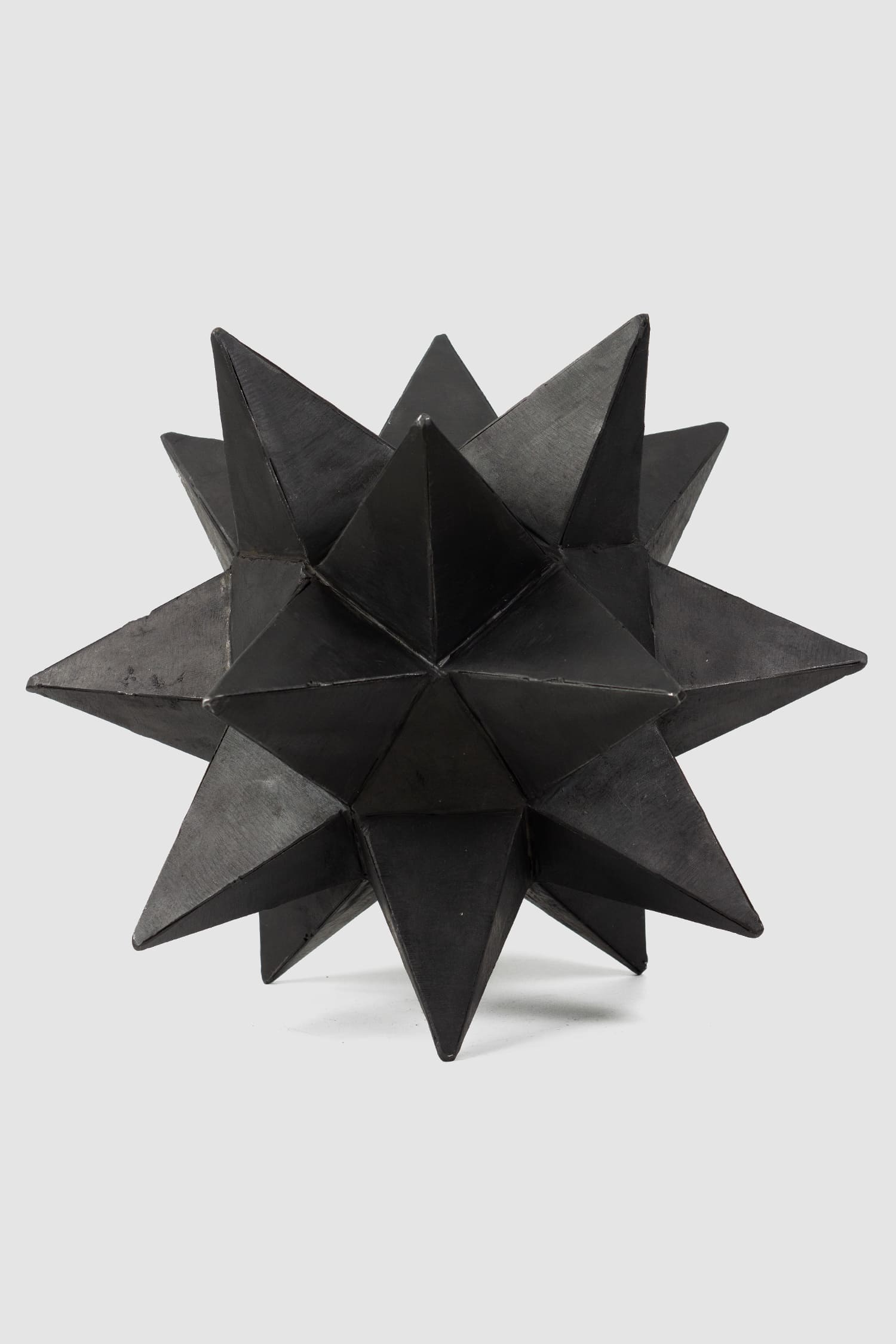 Mad et Len - back view of black Burned Metal Icosahedron Sculpture - 32cm