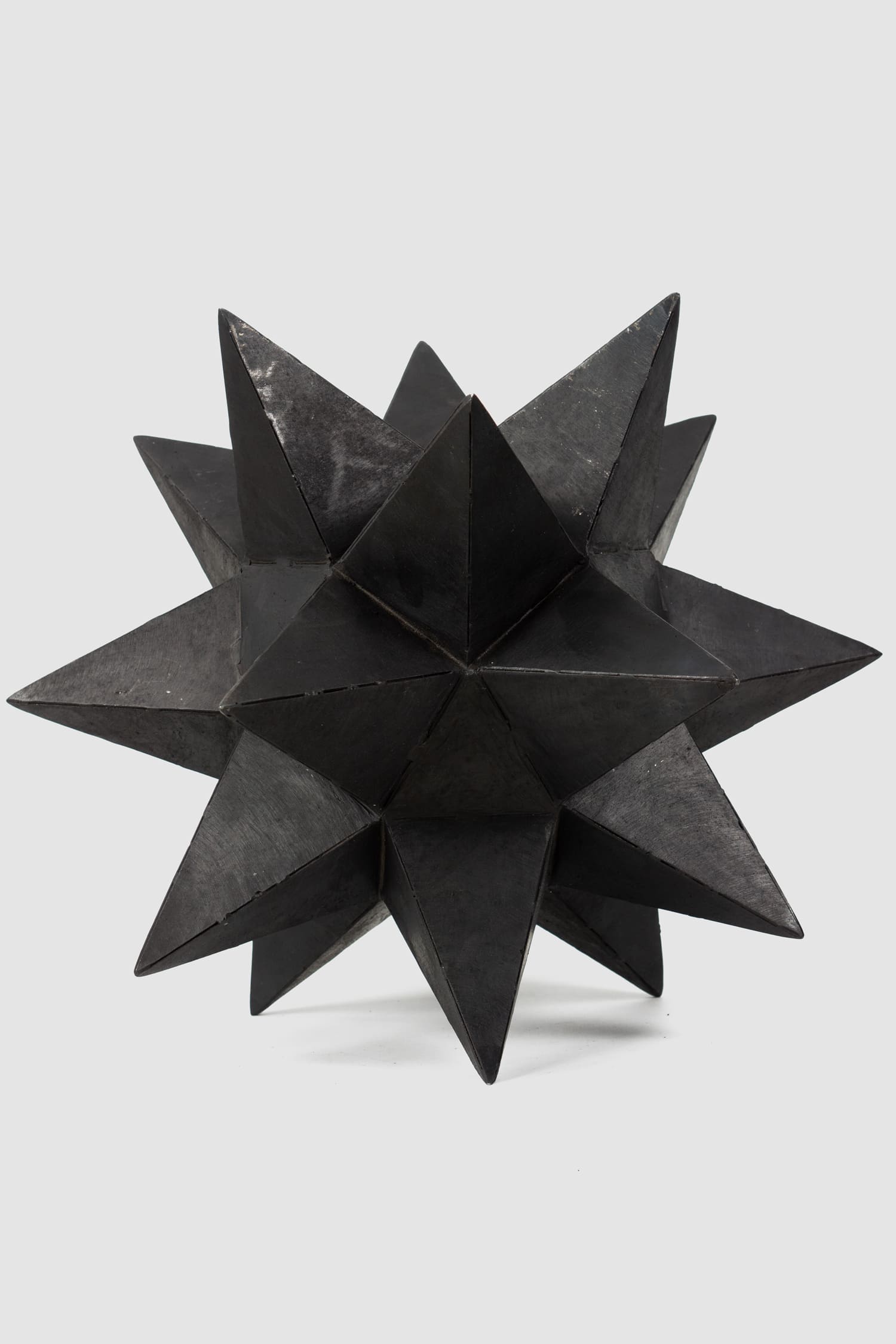 Mad et Len - back view of black Burned Metal Icosahedron Sculpture - 42cm