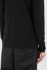 Nomen Nescio - back detail view of black long sleeve tee with round neckline, slim fit, for men.