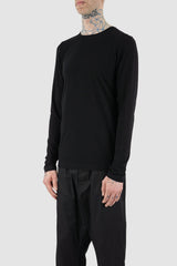 Nomen Nescio - side view of black longsleeve tee.