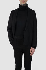 Nomen Nescio - relaxed view of black open basic blazer jacket 303 for men from the FW24 collection features a minimalist, straight, and slightly tailored cut.