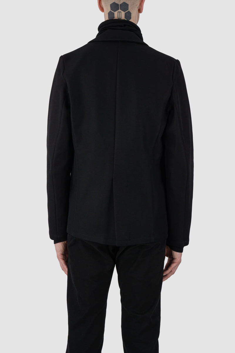 Nomen Nescio - back view of black open basic blazer jacket 303 for men from the FW24 collection features a minimalist, straight, and slightly tailored cut.