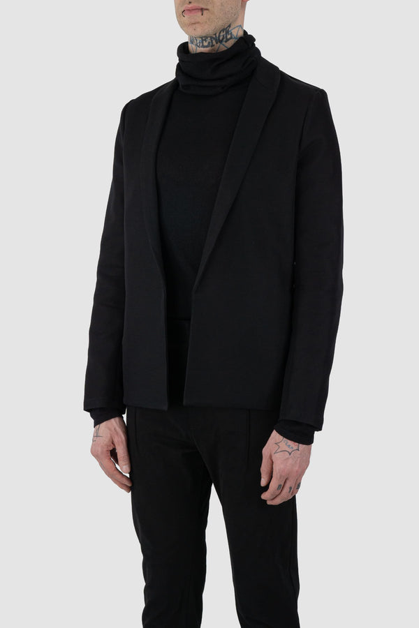 Nomen Nescio - front side view of black open basic blazer jacket 303.