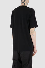 Nomen Nescio - back side view of black standard T-shirt with round neckline, loose fit, for men.