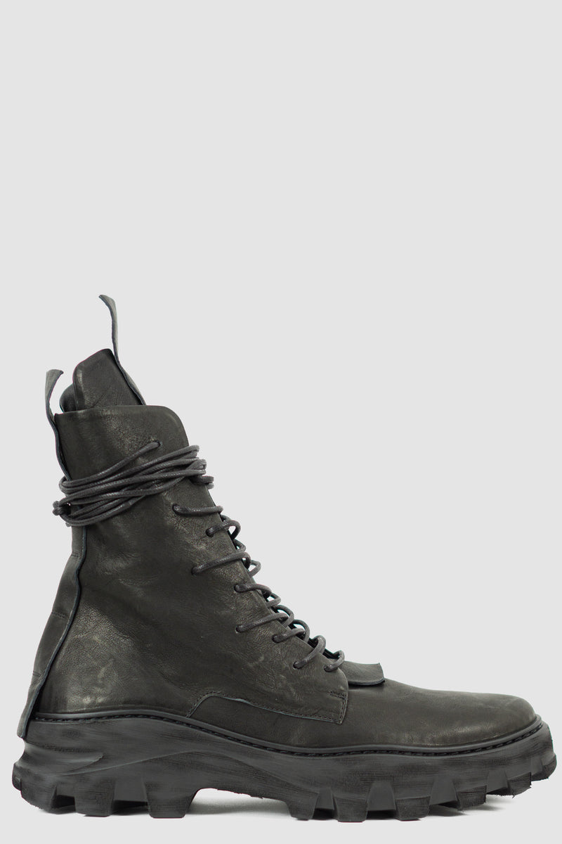 right view of Outdoor Tasker Man High Top Chunky Boot with unique lacing and chunky sole, PURO