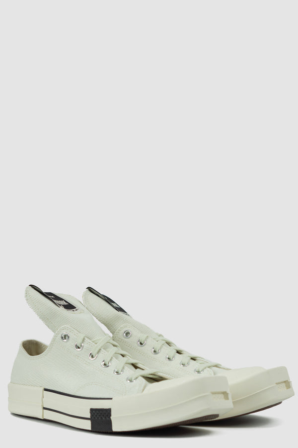 Converse x DRKSHDW White Cotton Low Sneaker - Men's FW21 Collection, Square Toe Detail, Used Condition: 9.5/10