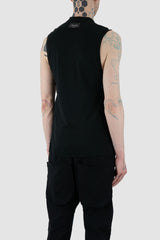 Obectra Studio - Back side view of Black Cotton Berlin Top with slightly wider arm cut-outs, regular fit, Permanent Collection.