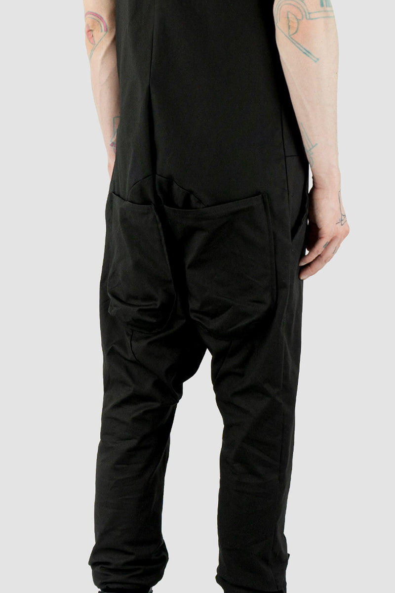 Obectra Studio - Back detail view of Black Cotton Lopa Jumpsuit with two-way zipper, regular fit, Permanent Collection.