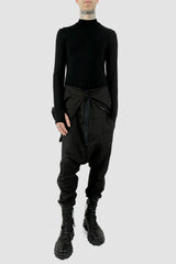 Obectra Studio - Front legere view of Black Cotton Lopa Jumpsuit with two-way zipper, regular fit, Permanent Collection.